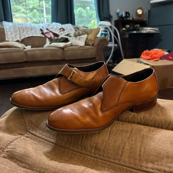Cole Haan Men’s Monk Strap Dress Shoes – Brown Leather....